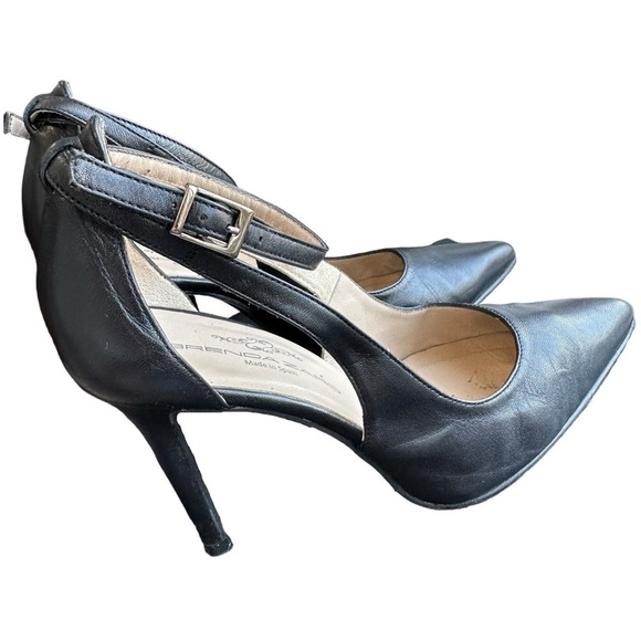 BRENDA ZARO WOMEN'S POINTED TOE BLACK LEATHER 4" HEEL W/ BUCKLE CLOSURE SIZE 37 - Picture 9 of 16